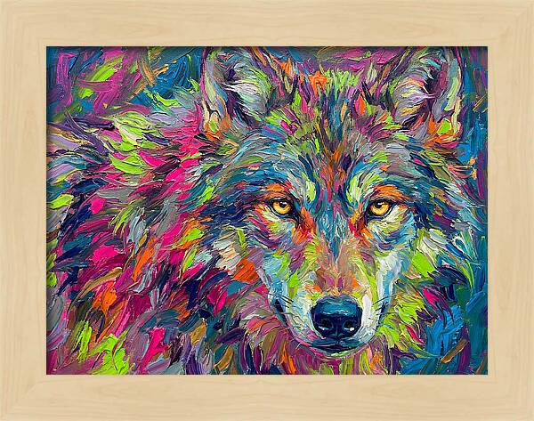 Gray Wolf In Vibrant Colors