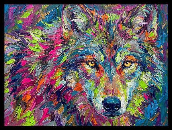 Gray Wolf In Vibrant Colors