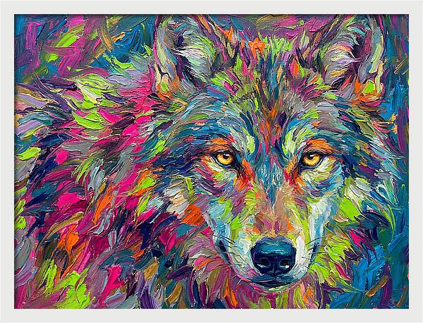 Gray Wolf In Vibrant Colors