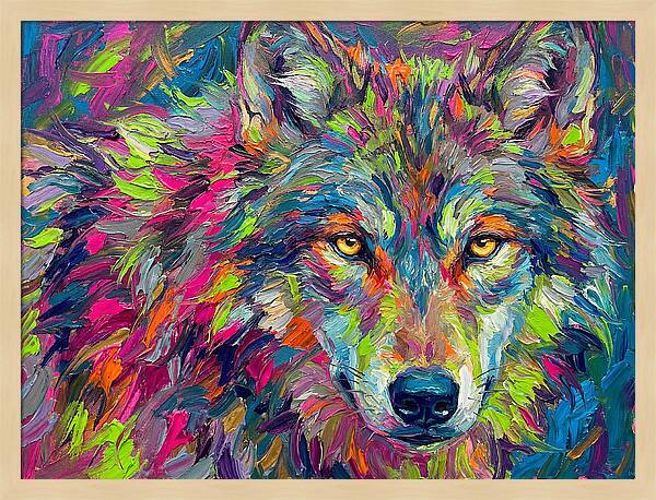 Gray Wolf In Vibrant Colors