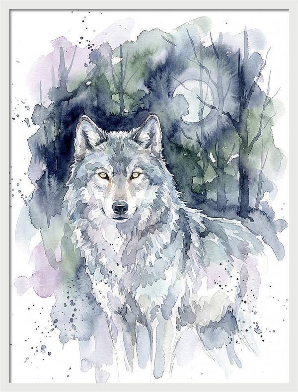 Gray Wolf In Watercolor