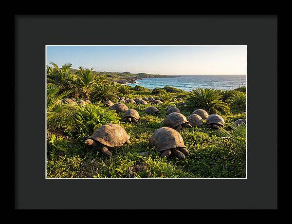 Grazing Aldabra Giant Tortoises