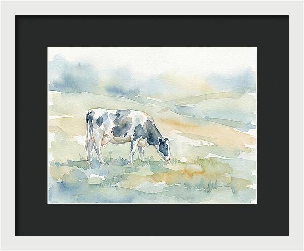 Grazing Cow In Watercolor