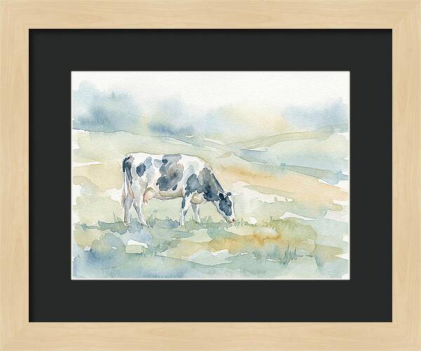 Grazing Cow In Watercolor