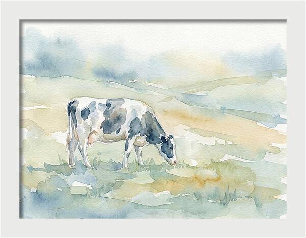 Grazing Cow In Watercolor