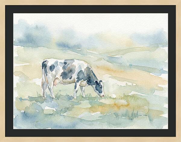 Grazing Cow In Watercolor