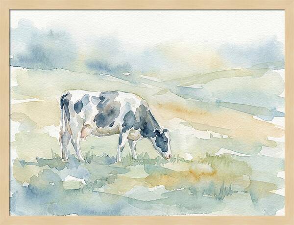Grazing Cow In Watercolor