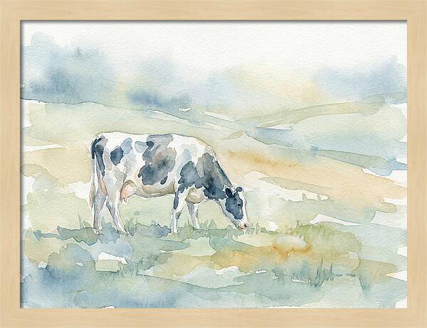 Grazing Cow In Watercolor