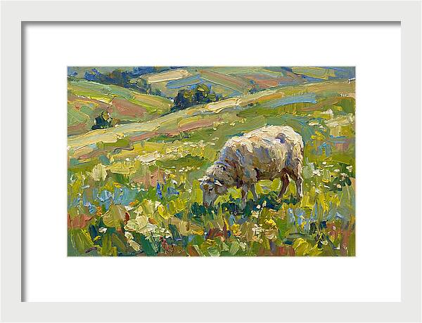 Grazing Sheep In Vibrant Fields