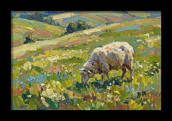 Grazing Sheep In Vibrant Fields