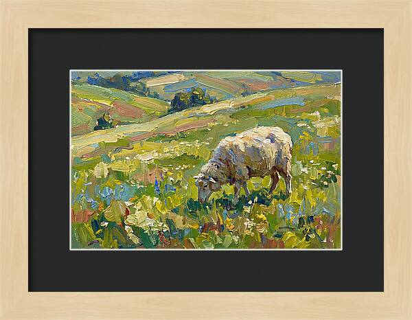 Grazing Sheep In Vibrant Fields