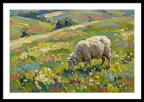 Grazing Sheep In Vibrant Fields