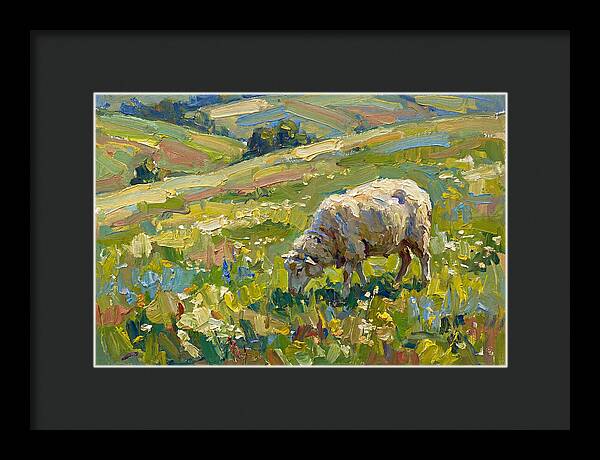 Grazing Sheep In Vibrant Fields