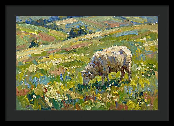 Grazing Sheep In Vibrant Fields