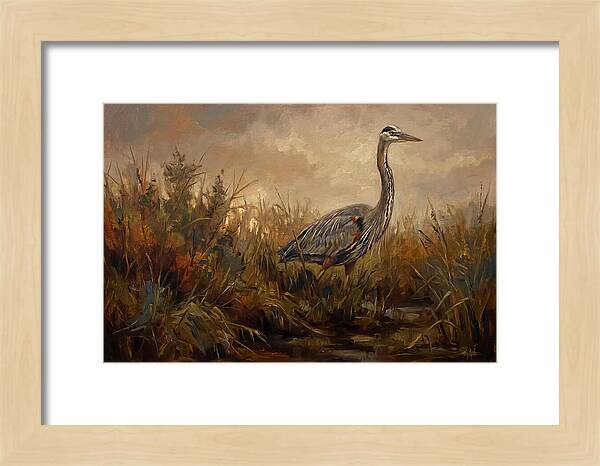 Great Blue Heron Among Reeds