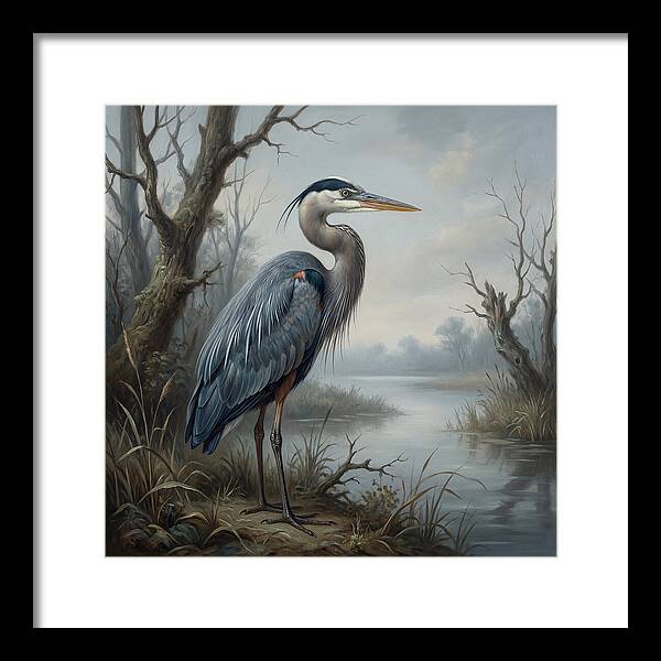 Great Blue Heron In Tranquil Waters