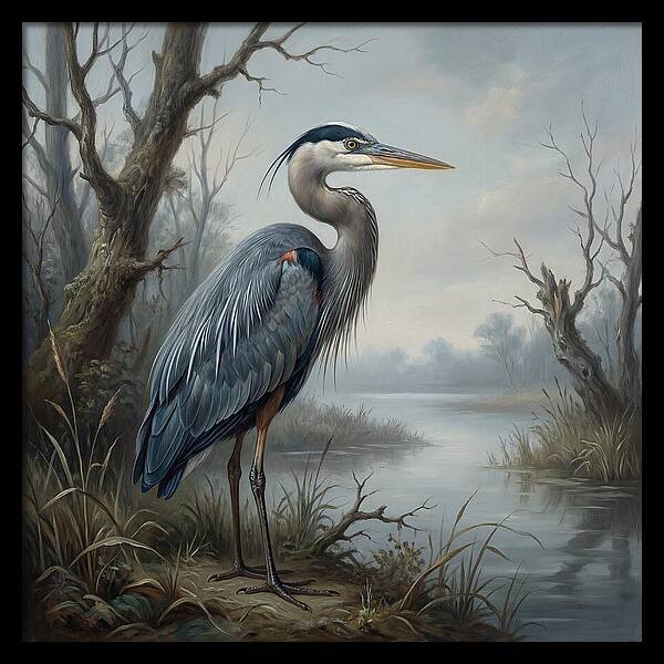 Great Blue Heron In Tranquil Waters