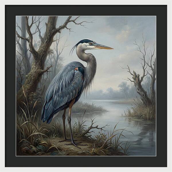 Great Blue Heron In Tranquil Waters