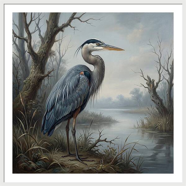 Great Blue Heron In Tranquil Waters