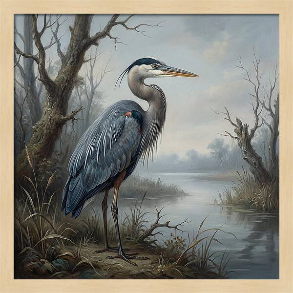 Great Blue Heron In Tranquil Waters