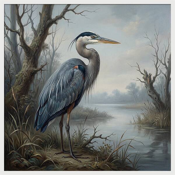 Great Blue Heron In Tranquil Waters