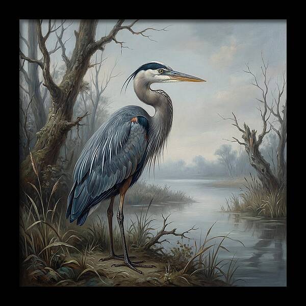 Great Blue Heron In Tranquil Waters
