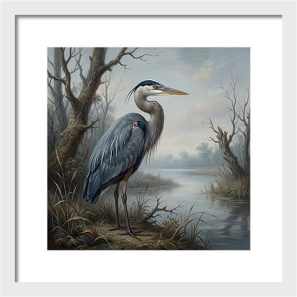 Great Blue Heron In Tranquil Waters