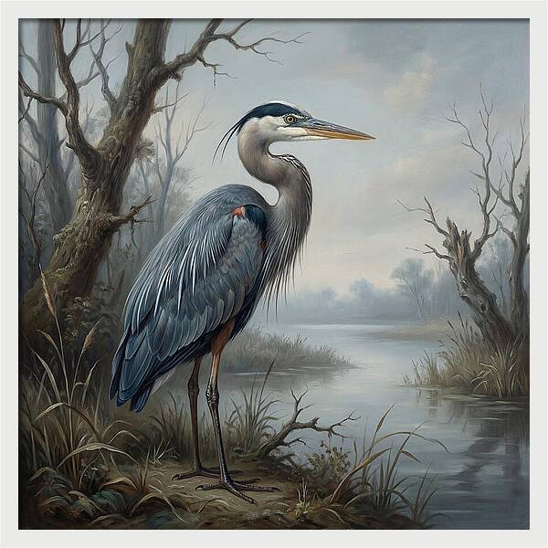 Great Blue Heron In Tranquil Waters