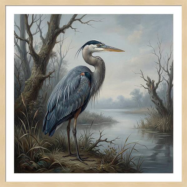 Great Blue Heron In Tranquil Waters