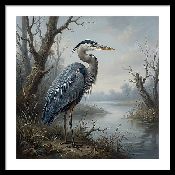 Great Blue Heron In Tranquil Waters