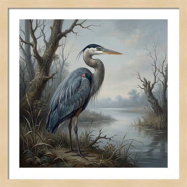 Great Blue Heron In Tranquil Waters