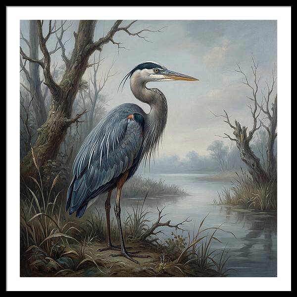 Great Blue Heron In Tranquil Waters