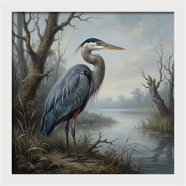 Great Blue Heron In Tranquil Waters