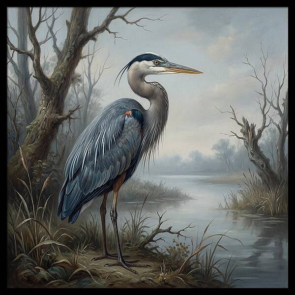 Great Blue Heron In Tranquil Waters