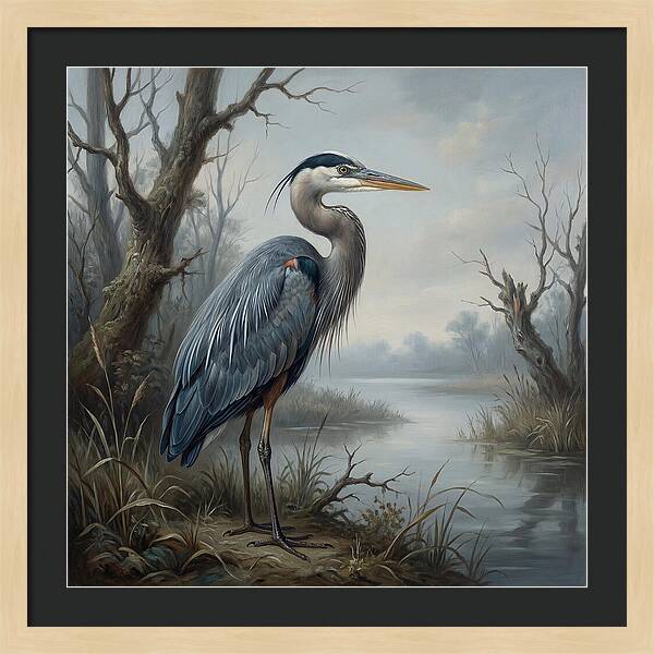 Great Blue Heron In Tranquil Waters
