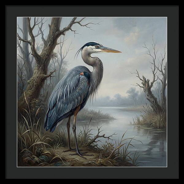 Great Blue Heron In Tranquil Waters