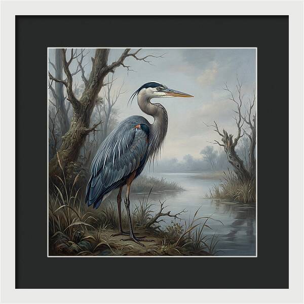 Great Blue Heron In Tranquil Waters