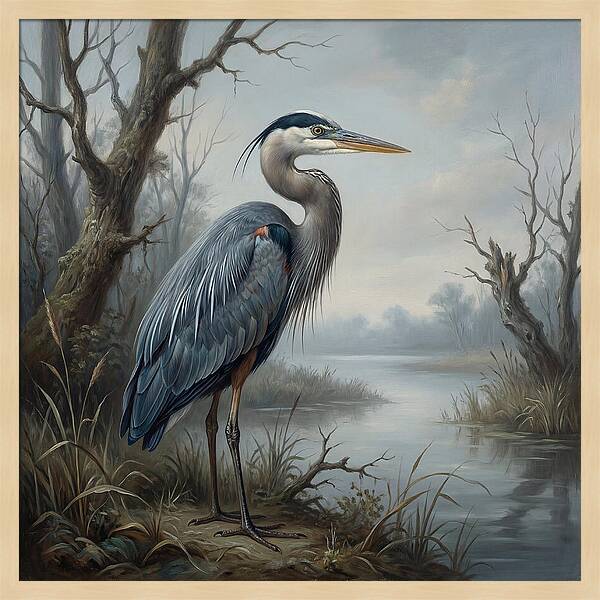 Great Blue Heron In Tranquil Waters