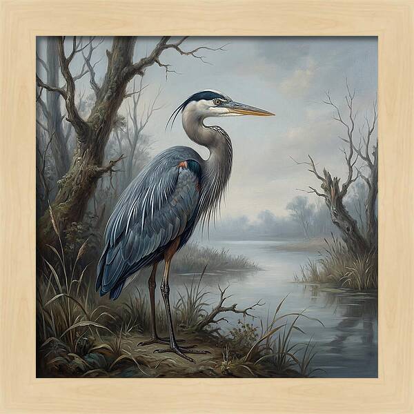 Great Blue Heron In Tranquil Waters