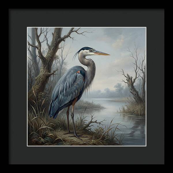 Great Blue Heron In Tranquil Waters