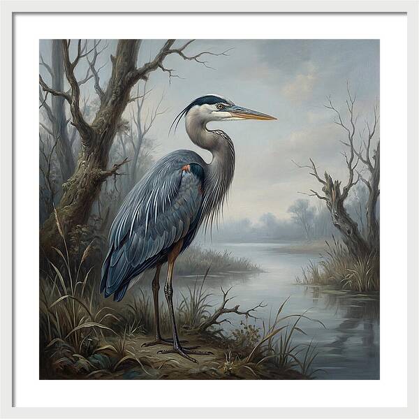 Great Blue Heron In Tranquil Waters