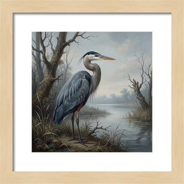 Great Blue Heron In Tranquil Waters