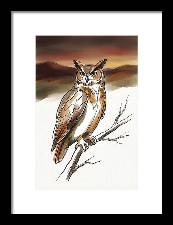 Great Horned Owl At Dusk