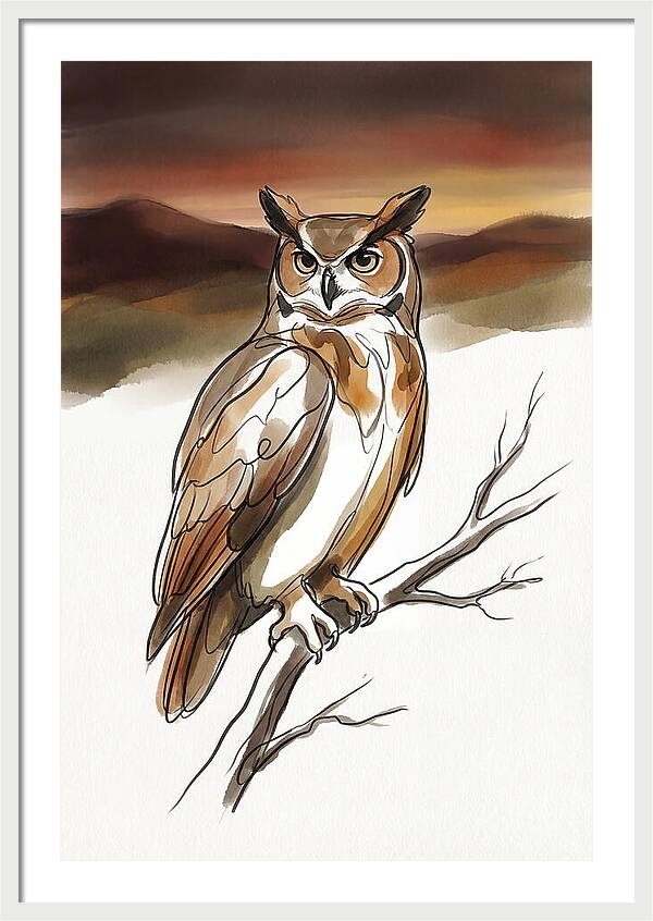 Great Horned Owl At Dusk