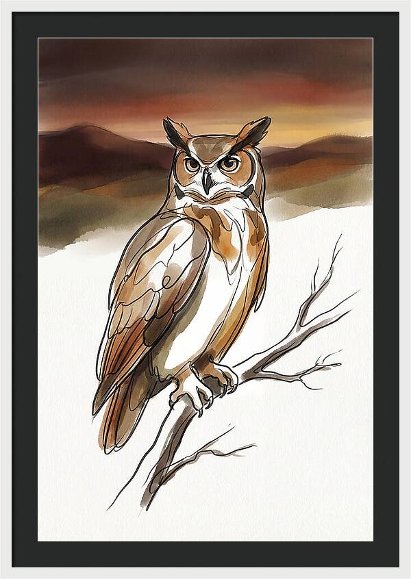 Great Horned Owl At Dusk
