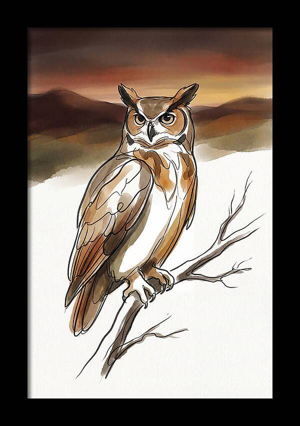 Great Horned Owl At Dusk