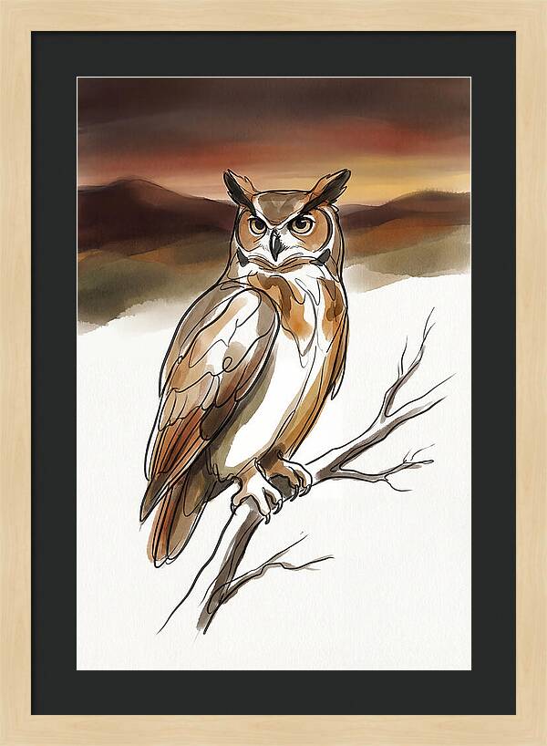 Great Horned Owl At Dusk