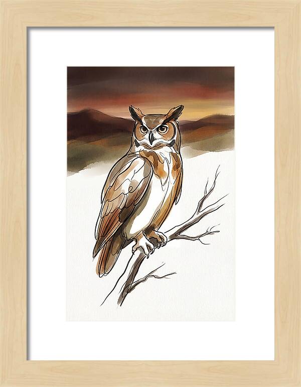 Great Horned Owl At Dusk