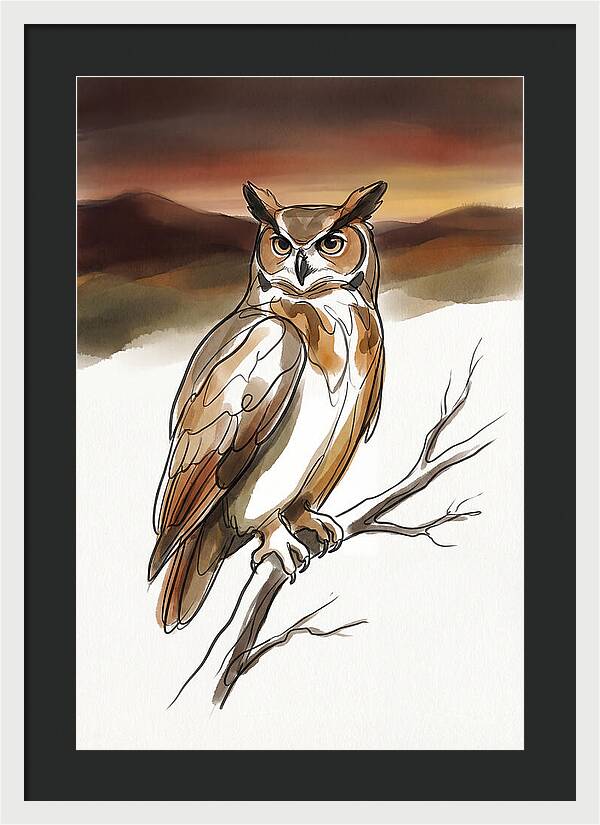 Great Horned Owl At Dusk