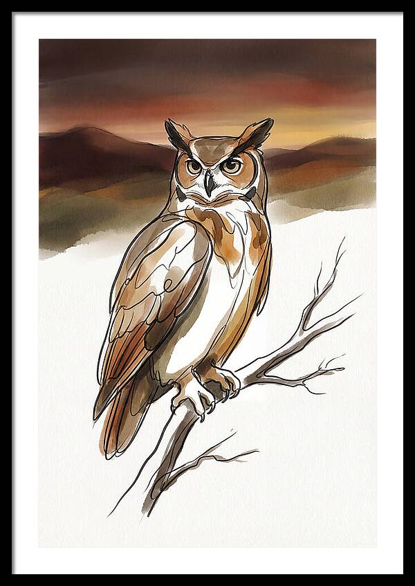 Great Horned Owl At Dusk